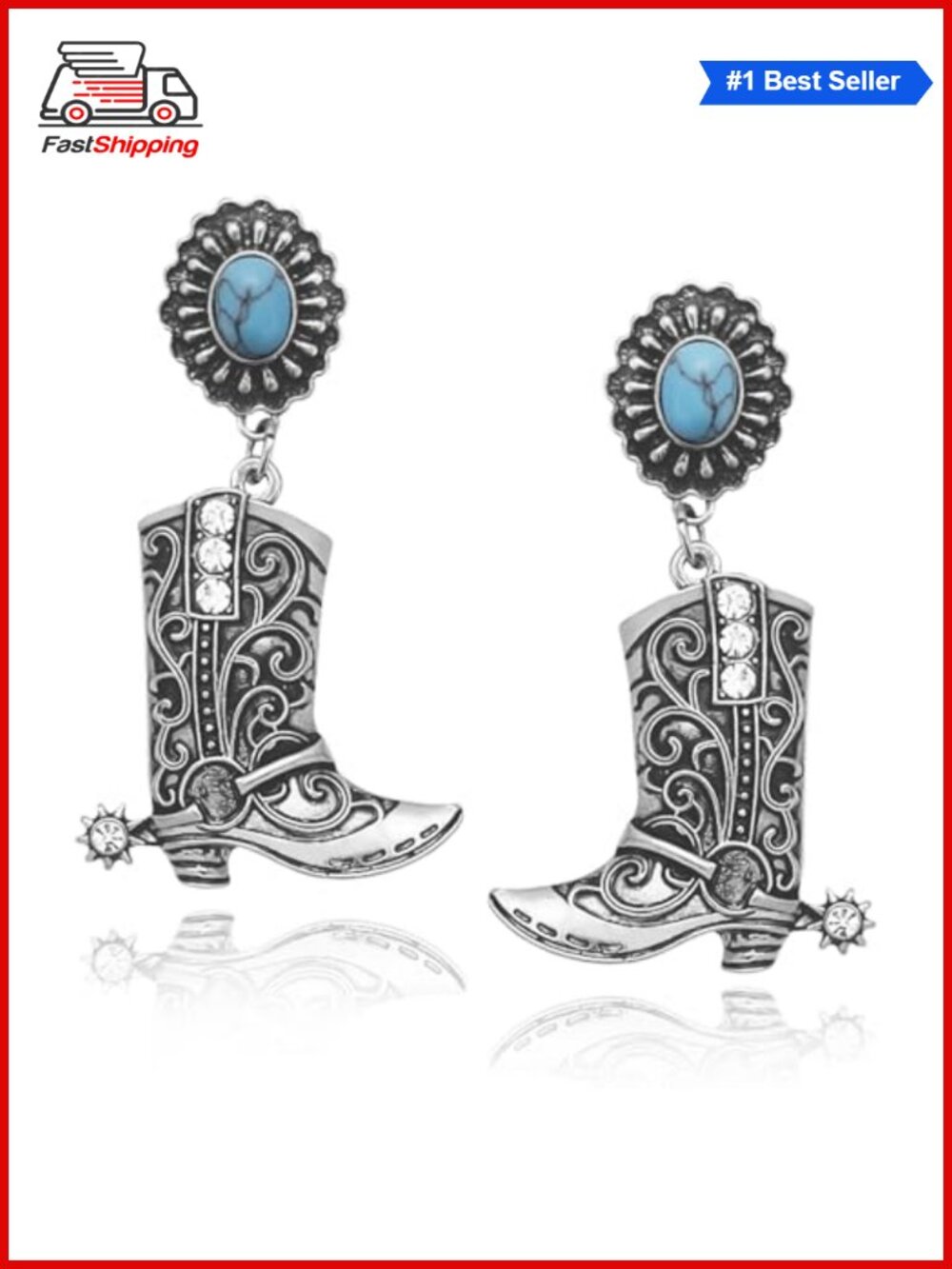 ✨ Western Cowgirl Boots Spur Dangle Drop Earrings Rodeo Boho Costume Jewelry